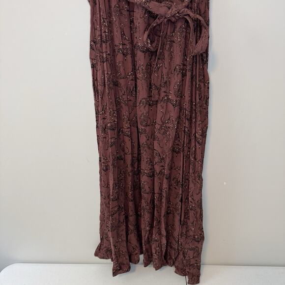 Fat Face Odette Tonal Leopard Dress Womens US Sz 8 Maxi Flutter Sleeve Tie Belt - Picture 3 of 16